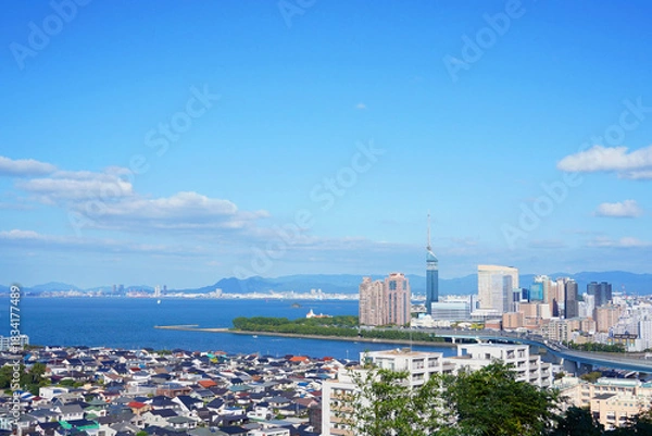 Obraz 海と都市が広がる福岡市の絶景風景