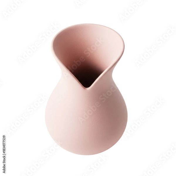 Fototapeta Elegant Pink Ceramic Vase with a Smooth Texture against Transparent Background Isolated Object in a Studio Shot