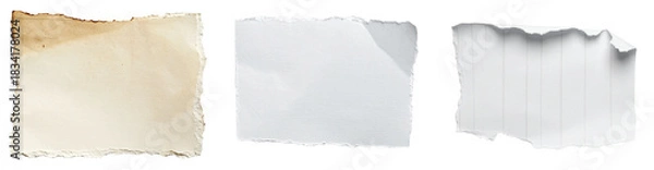 Fototapeta Three Pieces Of Torn Paper With Different Shades Of Color Against Transparent Background