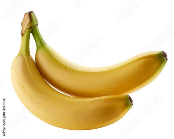 Fototapeta Two ripe yellow bananas clustered together isolated on transparent background