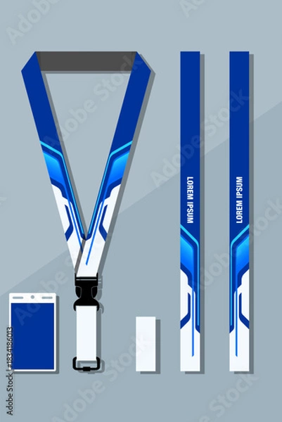 Fototapeta Lanyard Design Template Set for All Company In blue Color combinations EPS 10