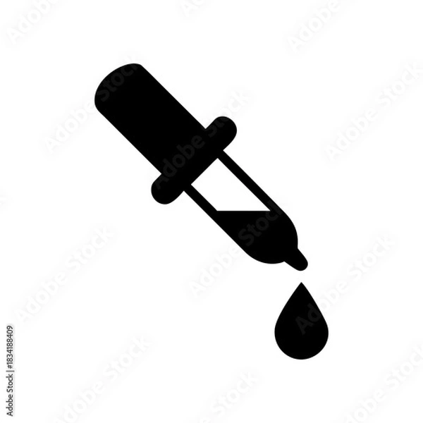 Obraz Dropper with single drop on transparent background silhouette