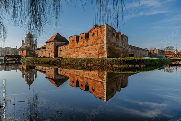 Fototapeta Landscape with Fagaras Citadel in Transylvania Romania