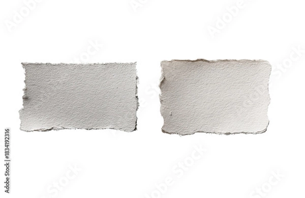 Fototapeta Two Ripped Paper Pieces isolated on a transparent background