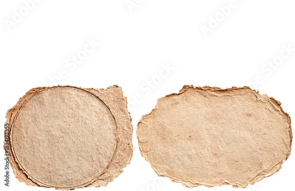 Fototapeta Two Torn Paper Pieces on White isolated on a transparent background
