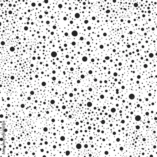 Obraz Black dots seamless pattern, sketch hand drawn polka dot background. Vector illustration