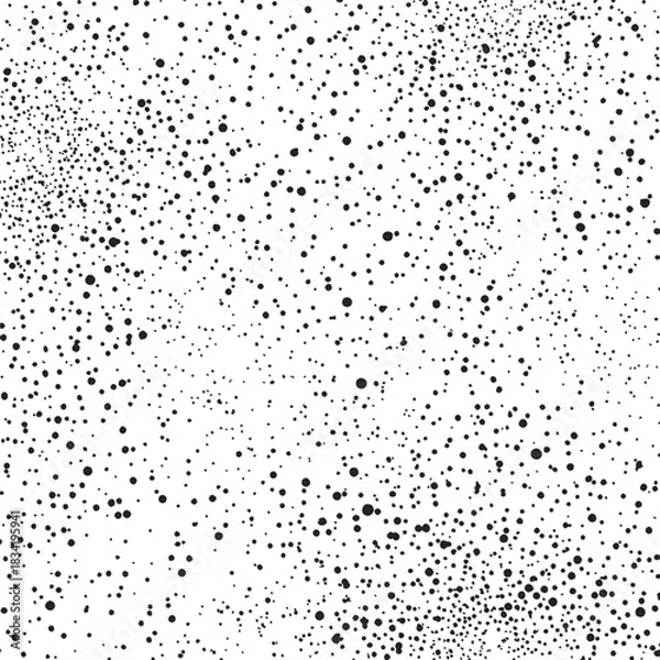 Obraz Black ink splatter sketch seamless pattern with scattered dots on white. Vector illustration