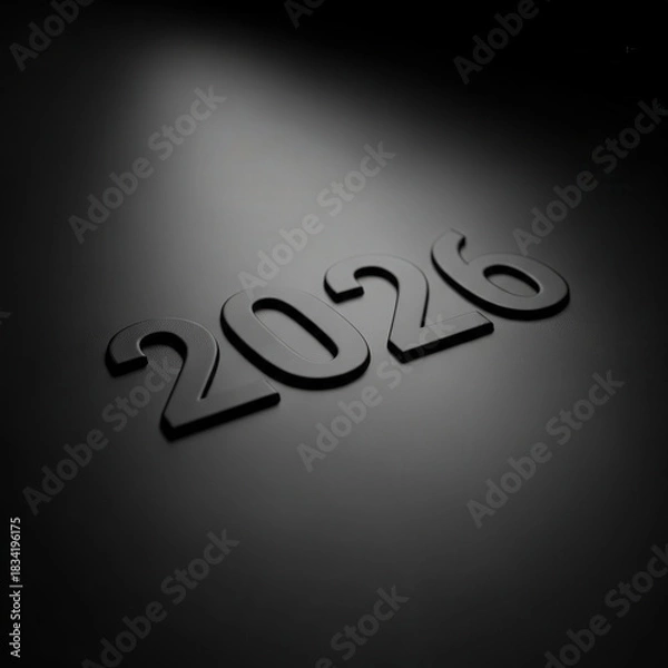 Fototapeta Dark minimal 2026 embossed in matte black surface