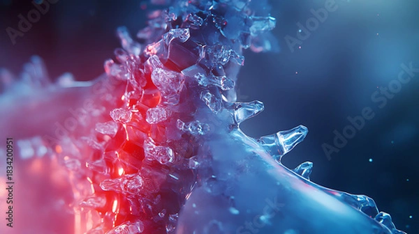 Fototapeta Crystal-like growths forming along collarbone under controlled mutation 