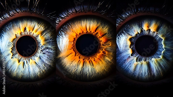 Fototapeta Close-up of transformed eyes adapting to multiple wavelengths 