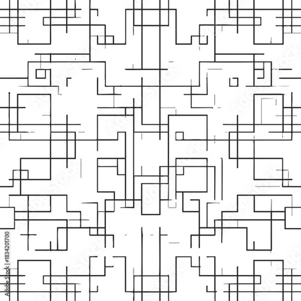 Obraz Geometric pattern sketch hand drawn abstract intersecting lines seamless background. Vector illustration