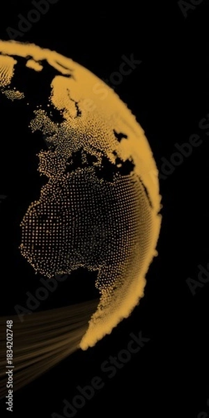 Obraz 3D Visualization of a Networked Globe on a Dark Background