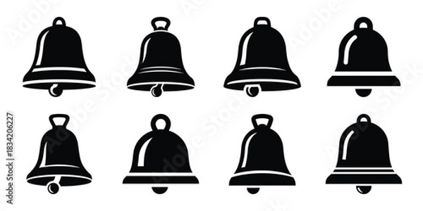 Obraz school bell silhouette icon set