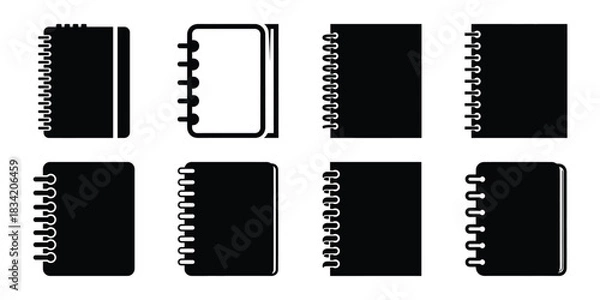 Obraz spiral notebook silhouette icon set