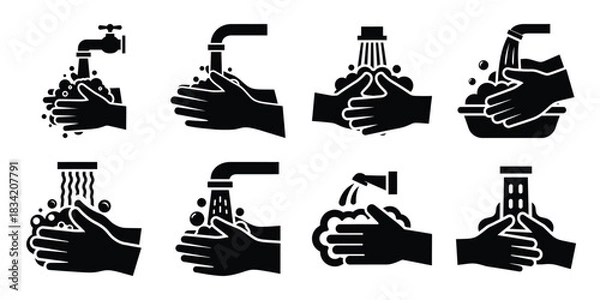 Obraz handwash silhouette simple icon set