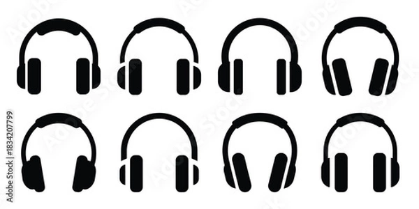 Obraz headphones silhouette simple icon set