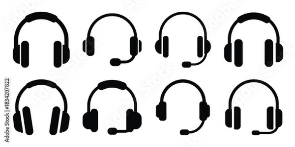 Obraz headset silhouette simple icon set