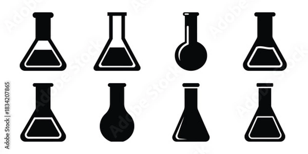 Obraz lab flask silhouette icon set