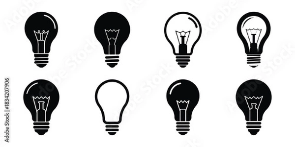 Obraz light bulb silhouette icon set