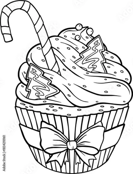 Obraz Christmas cupcakes with decorations