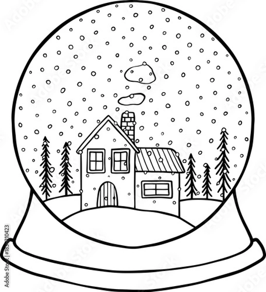 Obraz Snow globe with little house and snowy landscape