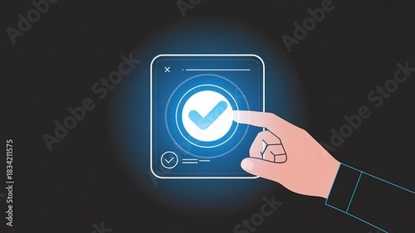 Fototapeta Tap the future with this glowing checkmark app interface design