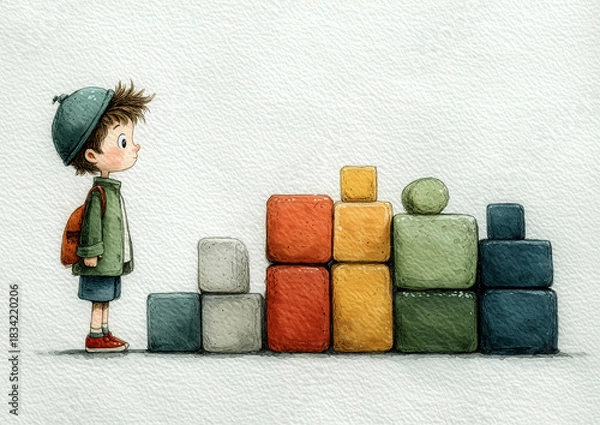 Fototapeta boy playing with blocks