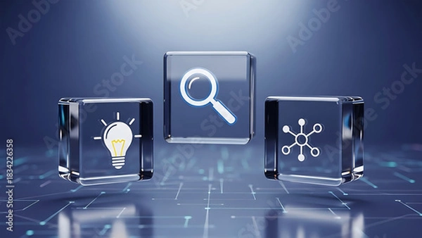 Fototapeta Innovative digital solutions: idea, search, and network