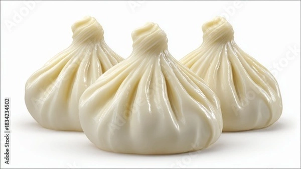 Obraz Three khinkali close-up on a white background