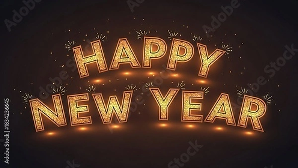Fototapeta Sparkling happy new year lights with firework accents