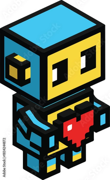 Obraz Block Style 3D Icon Isometric Pixel Illustration