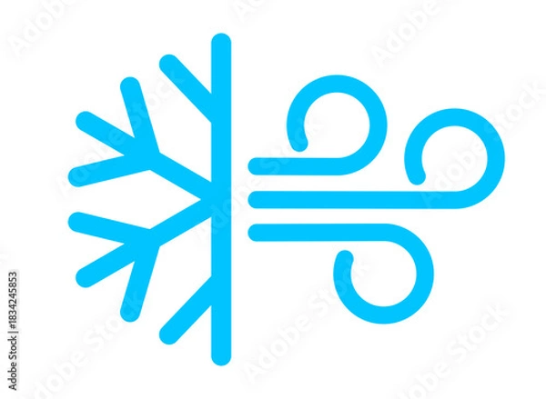 Obraz Cold wind vector icon, snowstorm symbol