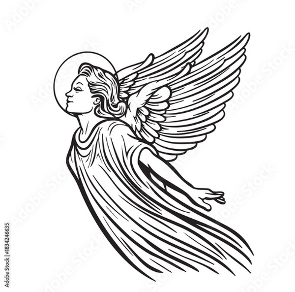 Obraz Angel flying Poses Isolated Isolated Vector EPS