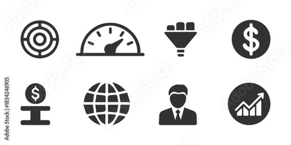 Obraz Finance and analytics icons set . Vector illustration.