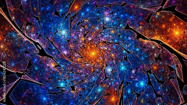 Fototapeta Abstract fractal galaxy space art wallpaper background design for desktop