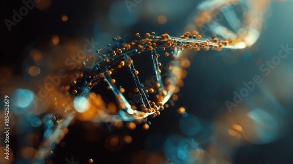 Obraz Abstract DNA Structure with Molecular Components and Selective Focus