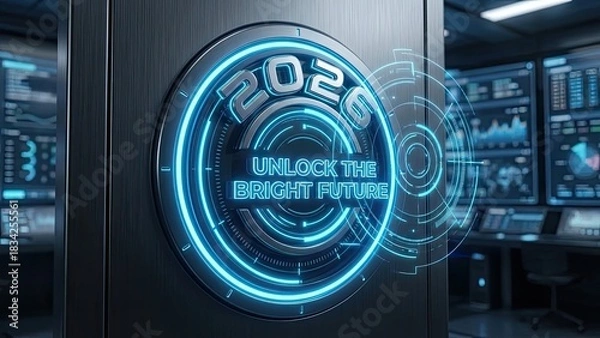 Obraz Year 2026 future unlock display shows progress