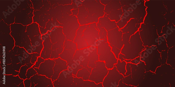 Fototapeta striking red and black cracked texture background, resembling molten lava or fractured earth. The glowing cracks create a dramatic and intense visual effect.