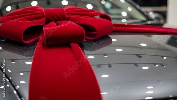 Fototapeta Red and black Christmas background concept Red and black ribbons wrapped around Christmas gift boxes