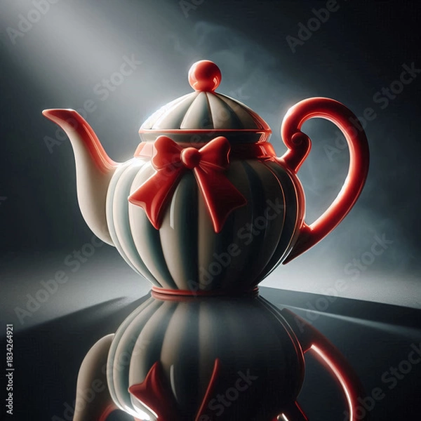 Obraz Candy Ribbon Teapot — Caramel Noir Edition