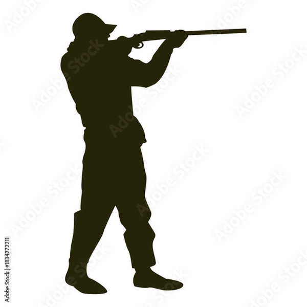 Obraz Hunter shotgun right facing aiming standing