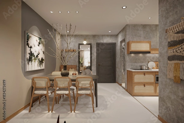 Obraz 3d render luxury home interior