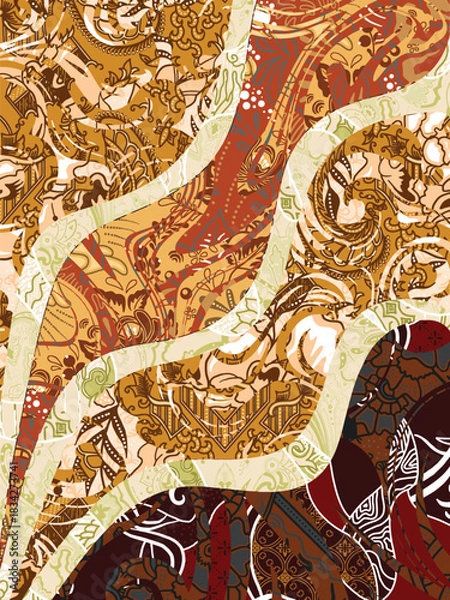 Obraz abstract pattern background design with classic batik motif