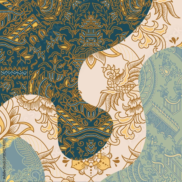 Obraz abstract pattern background design with classic batik motif