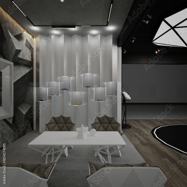 Obraz 3d render car shop interior