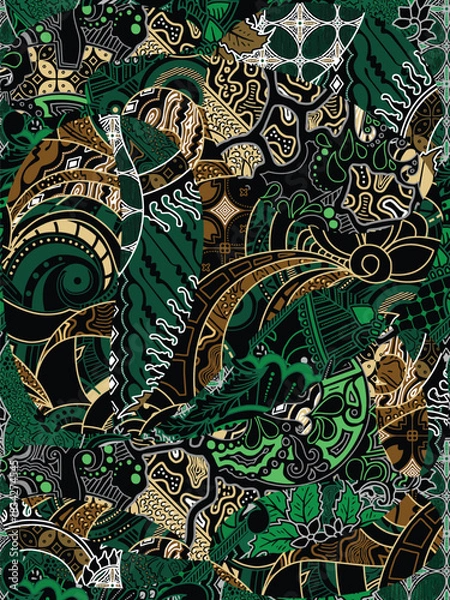 Obraz abstract pattern background design with classic batik motif