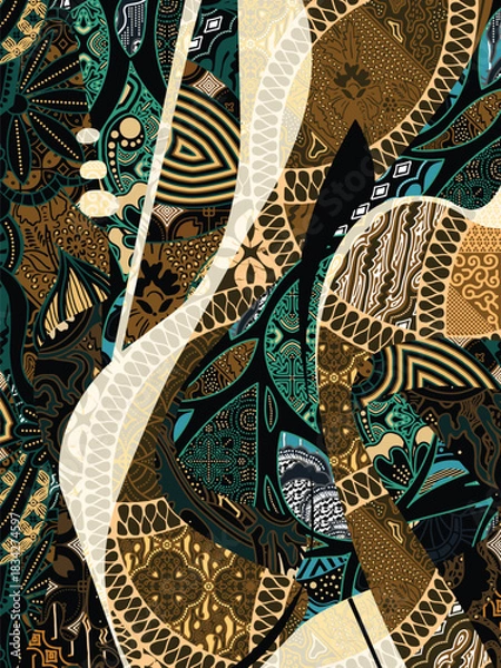 Obraz abstract pattern background design with classic batik motif