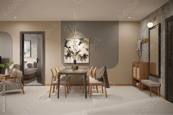 Obraz 3d render luxury home interior