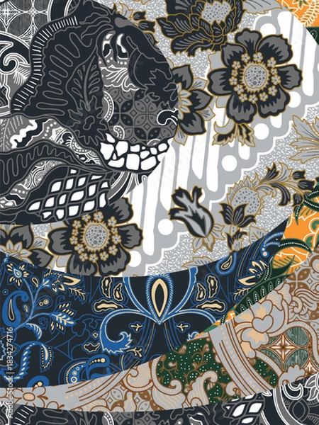 Obraz abstract pattern background design with classic batik motif