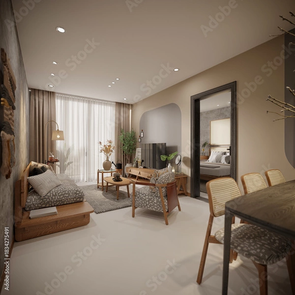 Obraz 3d render living room